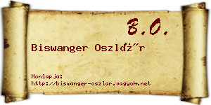 Biswanger Oszlár névjegykártya